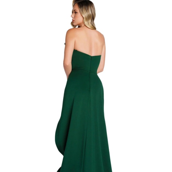 DRESS emerald green full length Nicole Bakti formal dress w removable straps - Picture 2 of 4